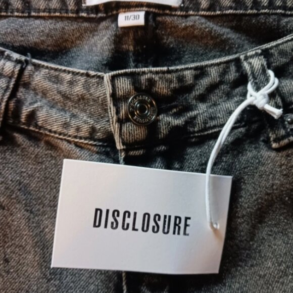 NEW Disclosure Wide Leg Low Rise Jeans 11/30 Tag Waist 32"x32 Black Novelty Bow - Picture 8 of 11